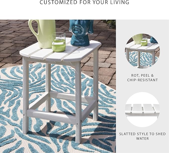 Signature Design by Ashley Sundown Treasure Outdoor Patio HDPE Weather Resistant End Table, White