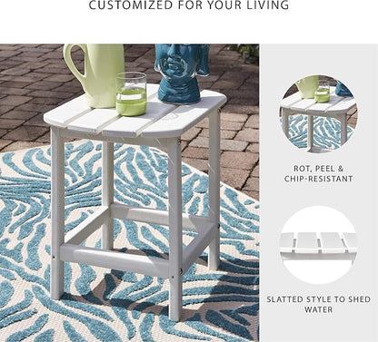 Signature Design by Ashley Sundown Treasure Outdoor Patio HDPE Weather Resistant End Table, White