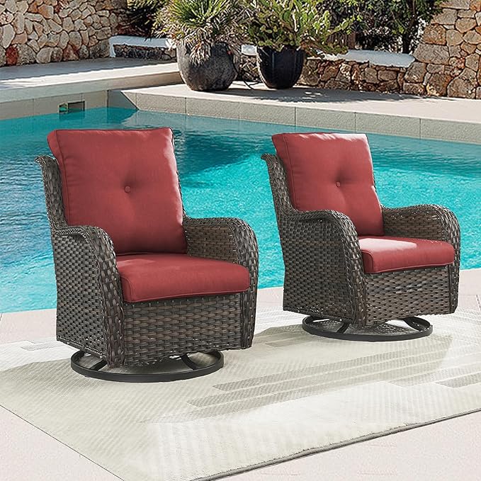 Rilyson Patio Chairs Rocking Swivel Chiar - 3 Piece Outdoor Wicker Patio Bistro Set Rattan Rocker Glider Chairs with - Photo 7