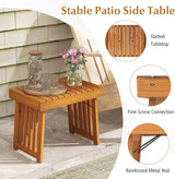 Tangkula Patio Foldable Side Table, Outdoor Folding Acacia Wood Coffee Table w/Slatted Tabletop - Photo 7