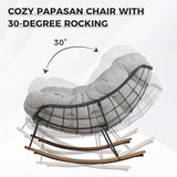 Grand patio Outdoor Rocking Chair with 2 Cushions, E-Coated Papasan Rocking Chair with Cushion - Photo 4