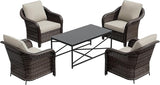5 Pieces Outdoor Patio Conversation Furniture Set with Removable Covers, All-Weather PE Rattan - Photo 8