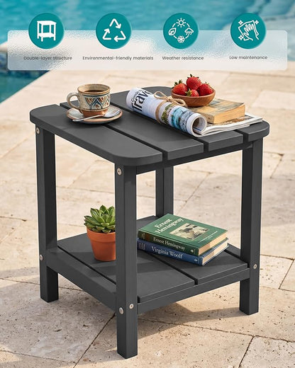 SERWALL Adirondack Table Set of 2, Outdoor Side Table- Gray