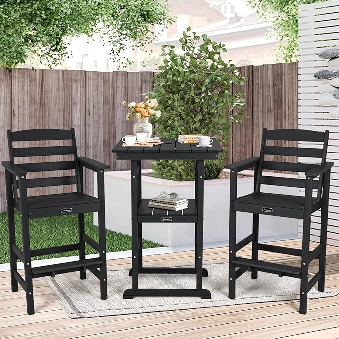 FUNBERRY Outdoor Bar Set with Umbrella Holes, Tall Adirondack Chairs and Table - Photo 7