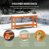WestinTrends Malibu 55" Outdoor Patio HDPE Adirondack 2-Tier Shelf Console Table, Orange - Photo 4