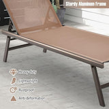 Tangkula 3 Piece Patio Chaise Lounge Set, Aluminum Patio Recliner with Coffee Table, 6-Level Backrest Adjustment - Photo 9