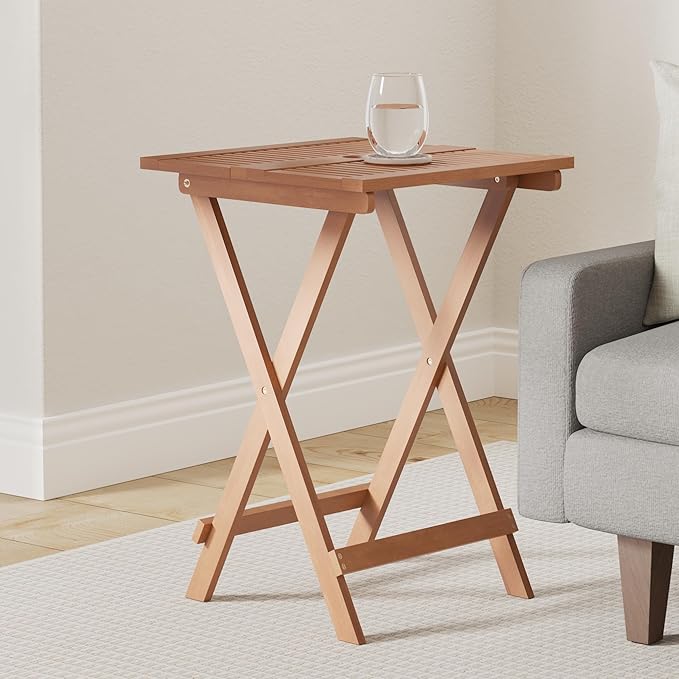 Furinno FG18065 Tioman Hardwood Patio Furniture Folding Table in Teak Oil, Large, Natural - Photo 2