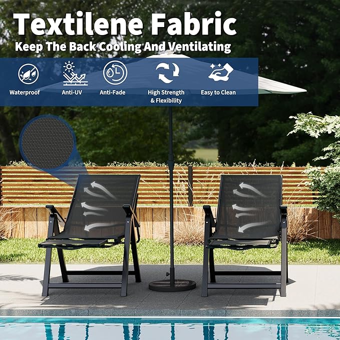 Outdoor Lounge Chairs, Patio Folding Chairs for Outside - Photo 6