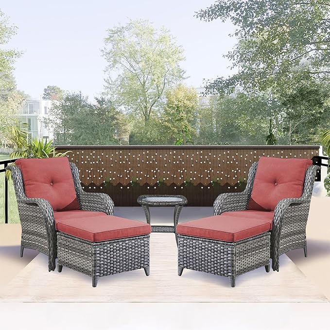 Rilyson Outdoor Patio Furniture Chairs Set - 5 Piece Wicker Rattan Patio Sectional Conversation Sets with 2 Armrest - Photo 7