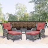 Rilyson Outdoor Patio Furniture Chairs Set - 5 Piece Wicker Rattan Patio Sectional Conversation Sets with 2 Armrest - Photo 7
