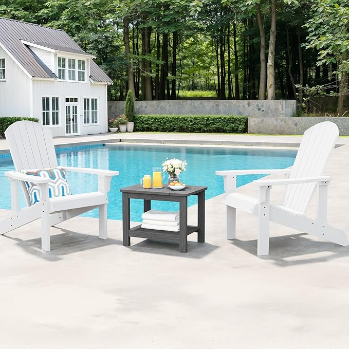 18" Outdoor Side Table, 2-Tier Patio Side Table, Weather Resistant, Easy Assembled - Photo 2