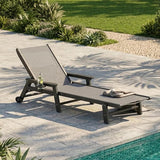 Patio Chaise Lounge Chair with Wheels & Cup Holder - Photo 1