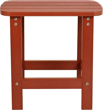 Flash Furniture Charlestown Tiered Commercial Poly Resin Adirondack Side Table - Red - All-Weather - Indoor/Outdoor