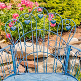 Zaer Ltd. Vintage Style Metal Patio Furniture with Heart Design Accents, Outdoor/Indoor Decor (Vintage Blue, Arm Chair) - Photo 5