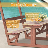 Wooden Picnic Table,Outdoor Wooden Dining Rectangle Table w/Umbrella Hole,for Patio,Garden,Backyard - Photo 8