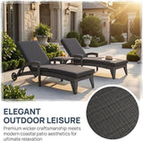 Patio Chaise Lounge Set of 4, Wicker Lounge Chairs Outdoor with Wheels, Heavy Duty Lounger Chair Outdoor - Photo 3
