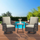 GAOMON 3 Pieces Outdoor Swivel Rocker Chair Set of 2 with Small Side Table, 360-Degree Swivel Rocking Chair - Photo 3