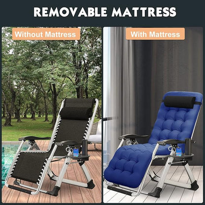 MOPHOTO Zero Gravity Chair, Outdoor Padded Lounge Chair with Side Table, Zero Gravity Recliner Chair, Outdoor Reclining Chair, Sturdy & Comfortable, Supports up to 440lbs