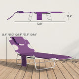 Outsunny Chaise Lounge Chair Outdoor with Face Arm Hole, 5-Position Reclining Face Down Tanning Chair with Carry Strap - Photo 3