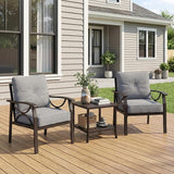 RoyalCraft Outdoor Patio Furniture Set, 3 Pieces Metal Patio Conversation Set with Side Table for Porch Garden Backyard - Photo 7