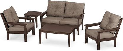 POLYWOOD® Vineyard 5-Piece Deep Seating Set in Mahogany/Spiced Burlap