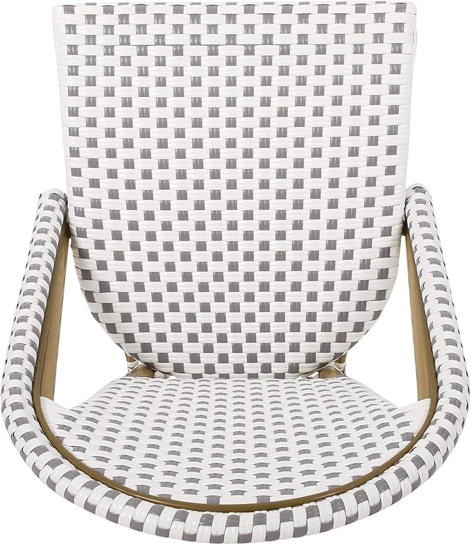 Christopher Knight Home Philomena Outdoor French Bistro Chair (Set of 4), Gray + White + Bamboo Print Finish - Photo 7