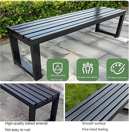 Weatherproof Metal Dining Bench, Outdoor Bench Backless Patio Bench 2-Person Farmhouse Bench Garden Bench for Kitchen, Living Room, Entryway(Green,5.9ft)