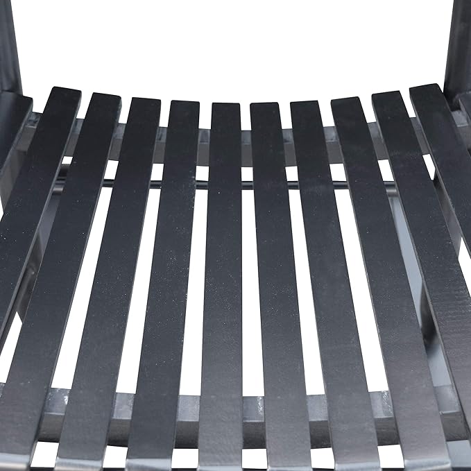 Wood Rocking Chair with High Back and Armrest for Indoor Outdoor Use, Wooden Frame Patio Porch Rocking Chair with Rocker, Front Porch Chairs for Deck Garden Lawn Balcony Backyard, Black
