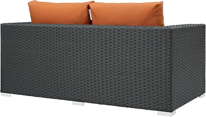 Modway Sojourn Wicker Rattan Outdoor Patio Sunbrella Fabric Loveseat in Canvas Tuscan - Photo 6