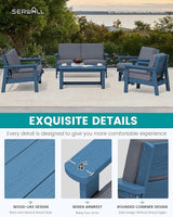 SERWALL HDPE Patio Furniture Set, 5 Piece All Weather Wood-Like Sectional Outdoor Furniture Set - Photo 4
