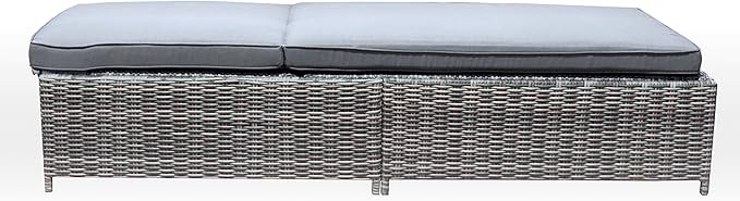 Elle Decor Vallauris Patio Outdoor Furniture Collection, Premium All Weather Wicker, Outdoor Chaise & Ottoman Set, Gray