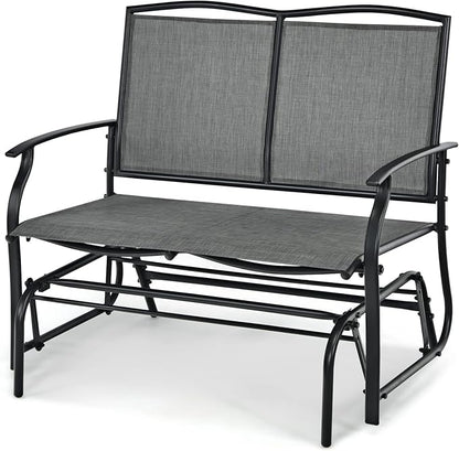 Outdoor Swing Glider Chair for 2 Persons, Rocking Seating Patio Bench w/Coated Steel Frame, Patio Loveseat for Backyard, Garden (Grey)