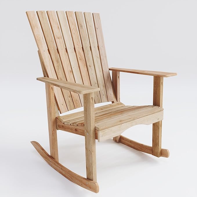 Eden Unfinished Cedar Wood Rocking Chair - Wooden Outdoor Rocking Chair Amish Crafted Porch, Patio or Garden