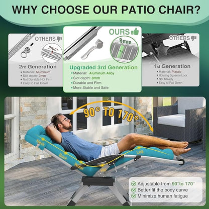 Suteck Oversized Zero Gravity Chair,29In XL Lounge Chair w/Removable Cushion&Headrest, Folding Patio Chair w/Upgraded Lock and Footrest, Reclining Patio Chairs Recliner for Indoor Outdoor