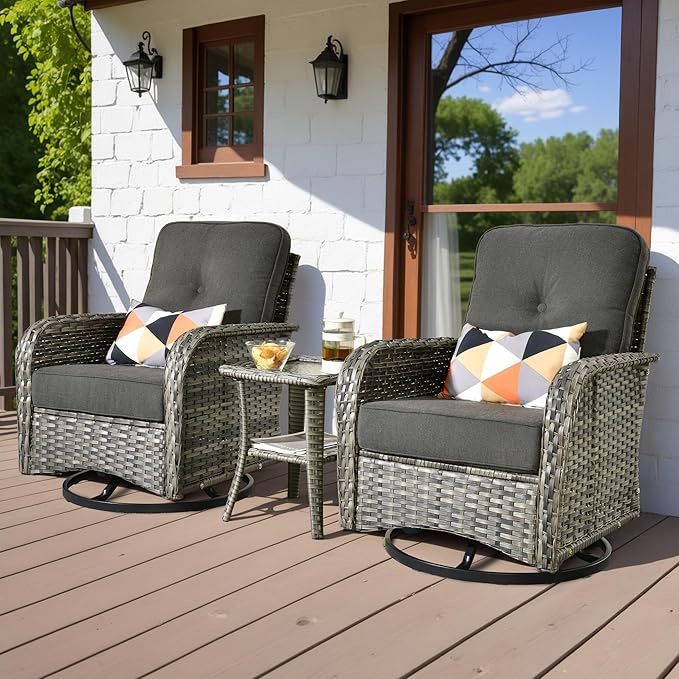 HOOOWOOO Patio Furniture Set, 3 Pieces Outdoor Conversation Set - Photo 1