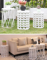 Y&M Set of 3 Metal Round Coffee Table, Side Table End Table for Indoor Outdoor Multifunctional Use - Photo 2