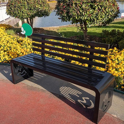 Outdoor Metal Garden Bench Galvanized Steel,Heavy-Duty Patio Benches Weatherproof with Backrest,Slatted Chair Laser engraving,1100lbs Load-Bearing,for Park Yard Deck(B,180*40*80cm/70.9*15.7*31.5in)