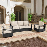 Outdoor Aluminum Furniture Set, 3-Piece Patio Conversation Set, 2 Swivel Chairs and 1 Sofa, All-Weather Metal Frame - Photo 2
