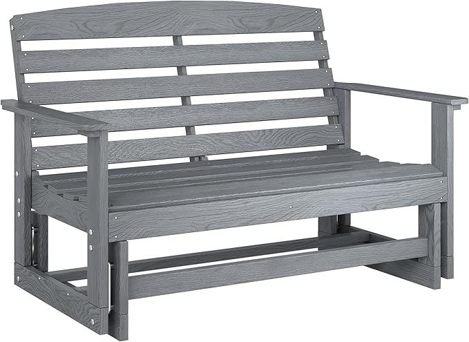 Outsunny 2-Person Outdoor Glider Bench Patio Double Swing Rocking Chair Loveseat w/Slatted HDPE Frame for Backyard - Photo 1