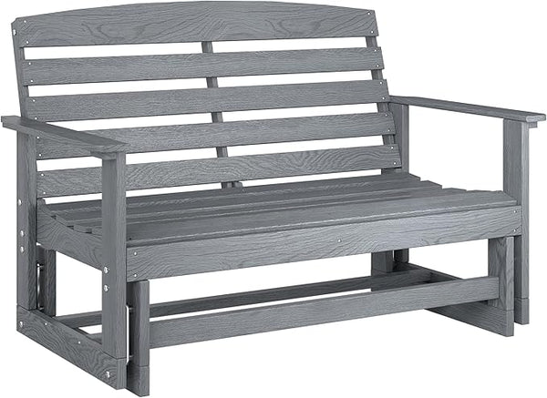 Outsunny 2-Person Outdoor Glider Bench Patio Double Swing Rocking Chair Loveseat w/Slatted HDPE Frame for Backyard - Photo 1
