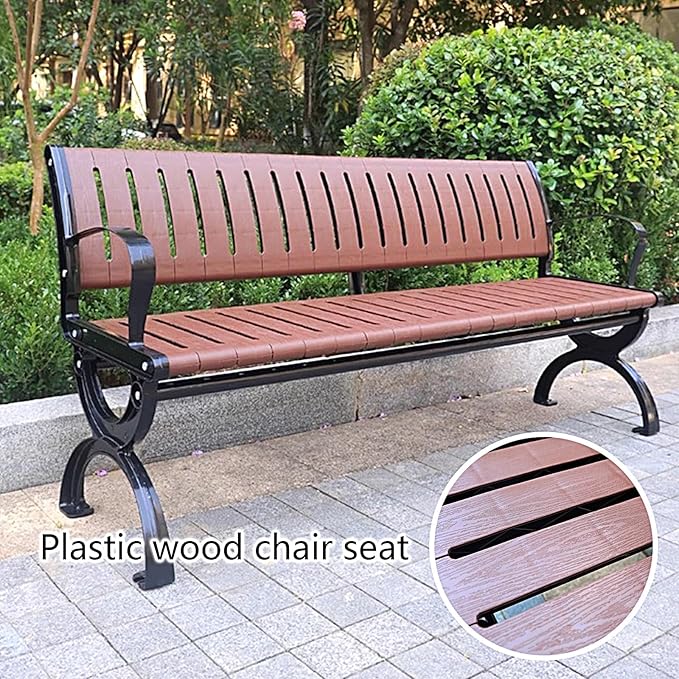 Metal Garden Benches for Outdoors Front Porch Chairs Weatherproof Patio Bench with Cast Aluminum Frame for Backyard, Deck, Lawn, Poolside, Outdoor Furniture(120 * 52 * 72cm)