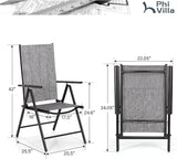 PHI VILLA Outdoor Patio Folding Chairs Set of 6, Portable Patio Dining Chairs with Adjustable Backrest for Outside - Photo 2