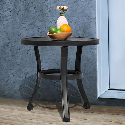 NUU GARDEN Metal Side Table, Weather Resistant 20" Patio Table, Outdoor Bistro Table, Outside End Table for Patio, Pool, Deck, Balcony, Porch, Outdoor or Indoor Use, Black