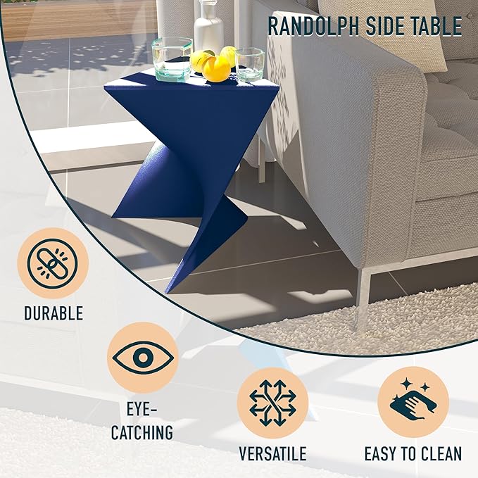 LeisureMod 15.75" Triangular Side Table, Stackable Plastic Accent End Table for Indoor & Outdoor Use - Photo 4