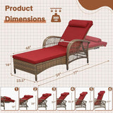 HOMEDIARY 2-Piece Outdoor Wicker Lounge Chairs with Cushion, Rattan Patio Chaise Loungers with 6-Level Backrest - Photo 2