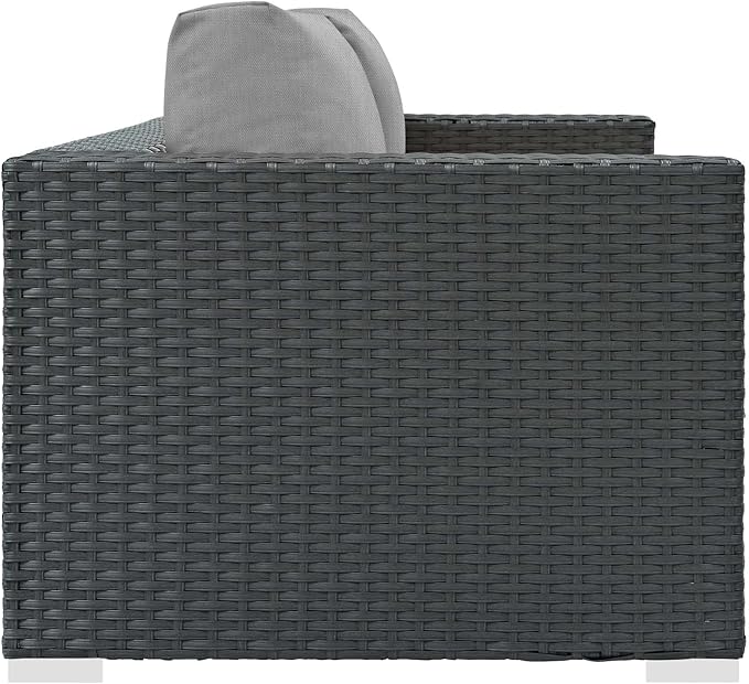 Modway EEI-1851-CHC-GRY Sojourn Wicker Rattan Outdoor Patio Sunbrella Fabric, Loveseat, Canvas Gray - Photo 4
