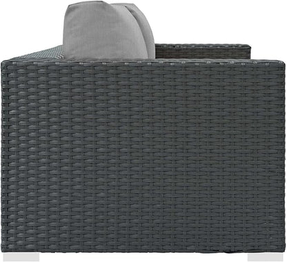Modway EEI-1851-CHC-GRY Sojourn Wicker Rattan Outdoor Patio Sunbrella Fabric, Loveseat, Canvas Gray