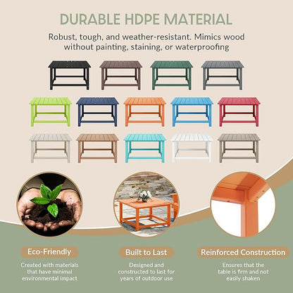 WestinTrends Malibu Low Outdoor HDPE Square Patio Coffee Table, Orange