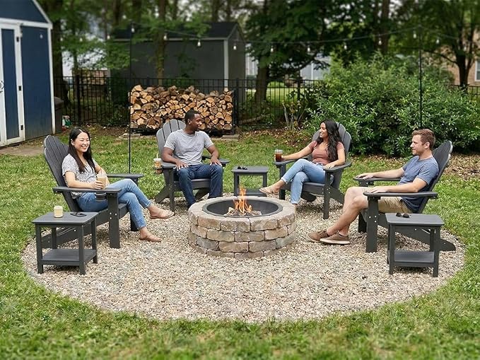 LUE BONA HDPS Adirondack Chairs Set of 4, Long-Lasting All-Season Outdoor Patio Chairs, Hidden Cup Holder, 350 LBS - Photo 5