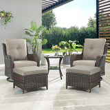 Rilyson Wicker Patio Furniture Set - 5 Piece Rattan Outdoor Sectional Conversation Sets with 2 Swivel Rocking Chairs - Photo 7